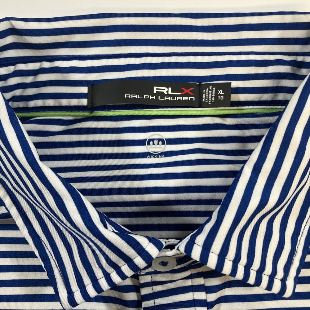 [Lot of 2] RLX Ralph Lauren Golf Polo Shirts Mens XL Blue Striped Performance - Picture 9 of 16